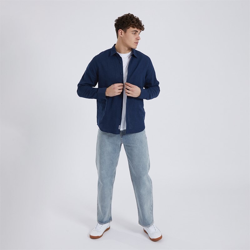 Bench Mens Ricksen Long Sleeve Shirt Navy - Image 4