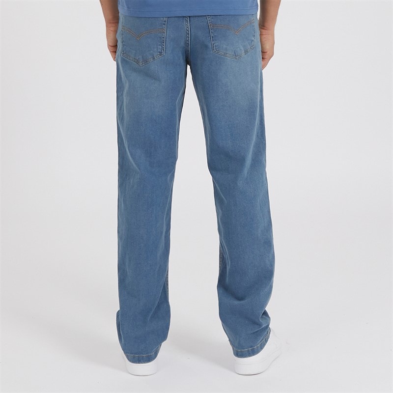 Bench Mens Jeffers Loose Fit Jeans Mid Blue Wash - Image 2