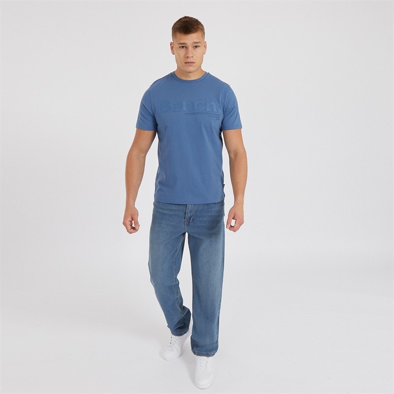 Bench Mens Jeffers Loose Fit Jeans Mid Blue Wash - Image 4