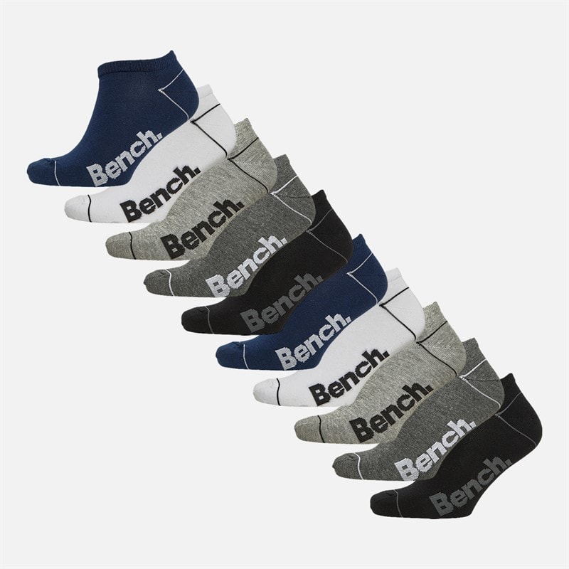 Bench Mens Teiss Ten Pack Trainer Socks White/Black/Navy/Light Grey/Charcoal - Image 1