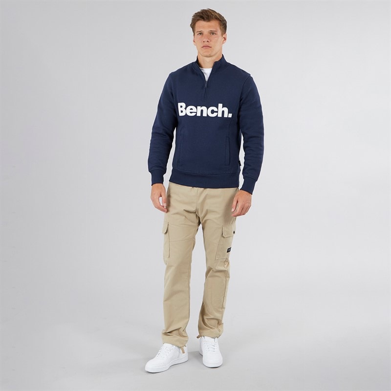 Bench Mens Plinth Spots 1/4 Zip Funnel Neck Sweatshirt Navy - Image 3