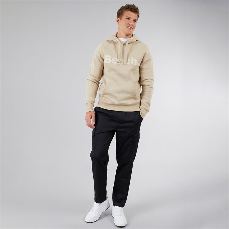 Bench Mens Probert Tonal Logo Hoodie Stone - Image 3
