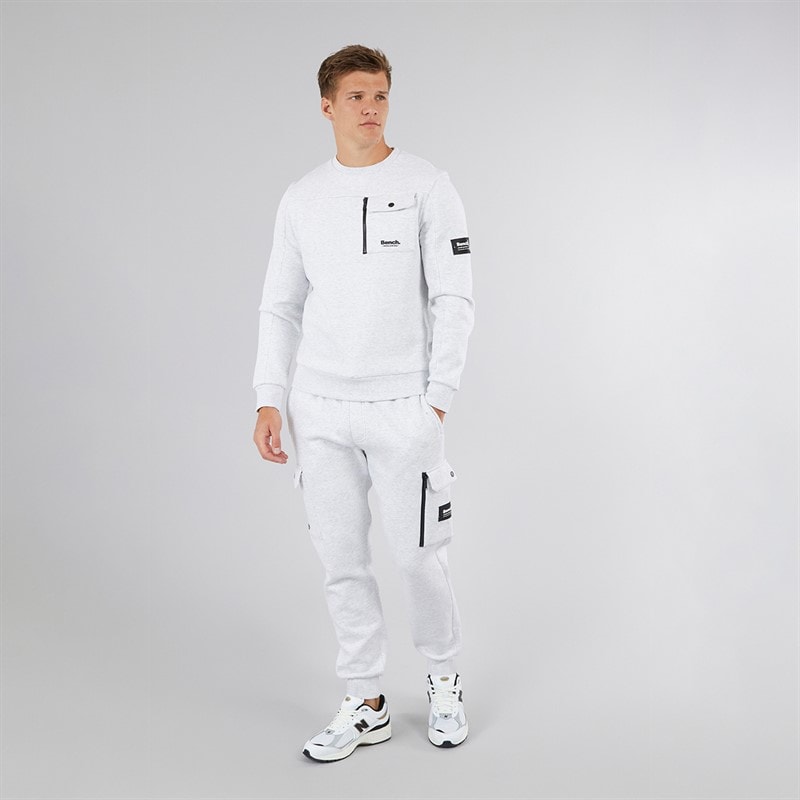 Bench Mens Rissio Utility Sweatshirt Light Grey Marl - Image 3