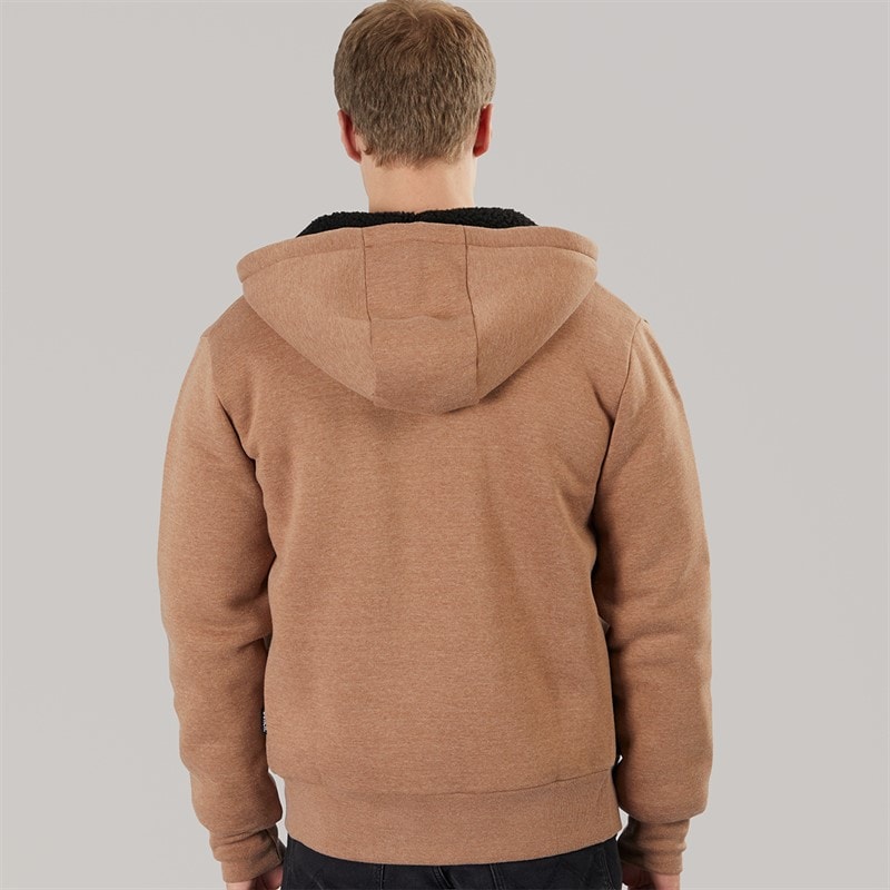 Bench Mens Baraz Borg Lined Hoodie Taupe Marl - Image 2