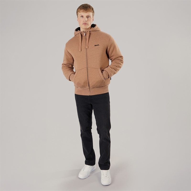 Bench Mens Baraz Borg Lined Hoodie Taupe Marl - Image 4
