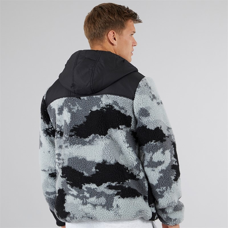 Bench Mens Sableo Fleece Hoodie Black Camo - Image 2