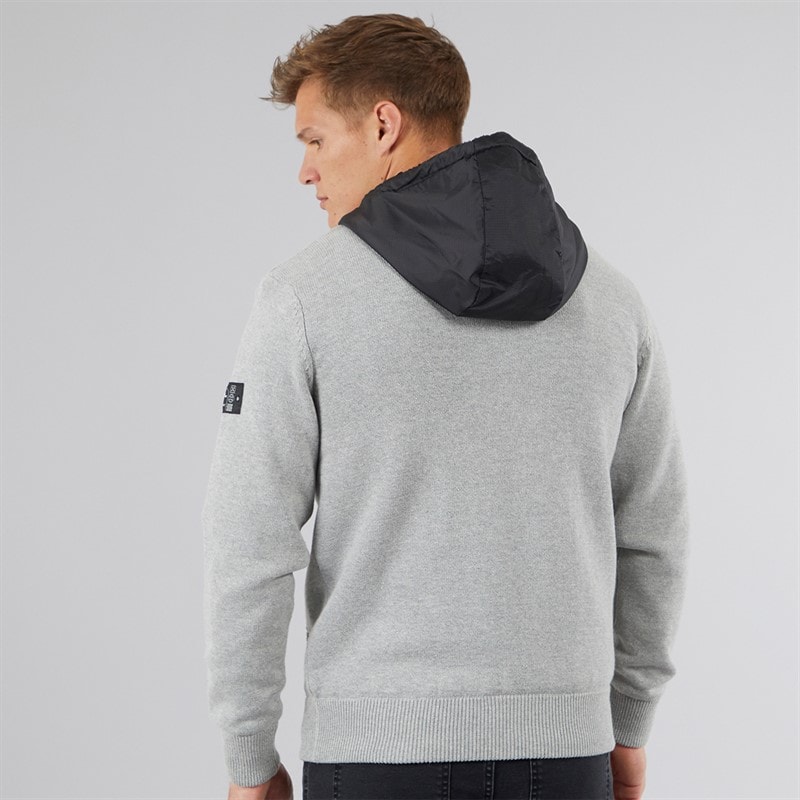 Bench Mens Minski Knitted Hoodie Grey Marl - Image 2