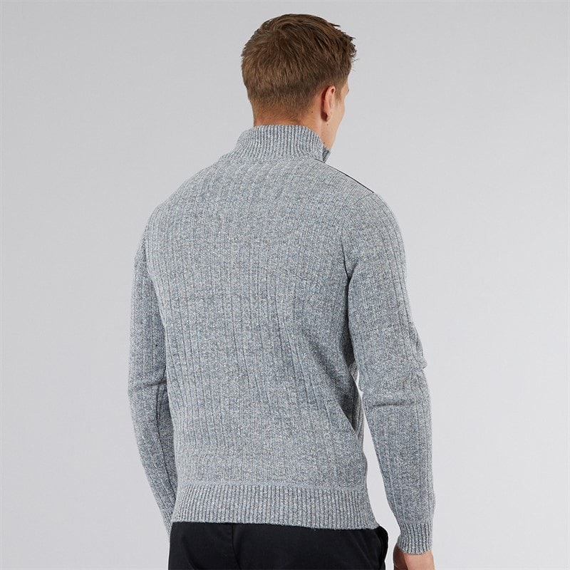 Bench Mens Verto 1/4 Zip Funnel Neck Jumper Light Grey Marl - Image 2