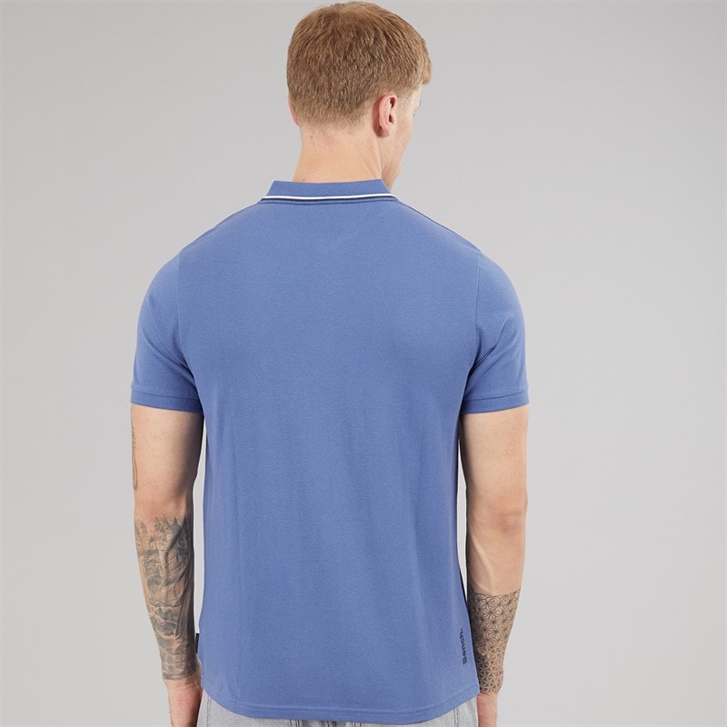 Bench Mens Gruff Polo Shirt Mid Blue - Image 2