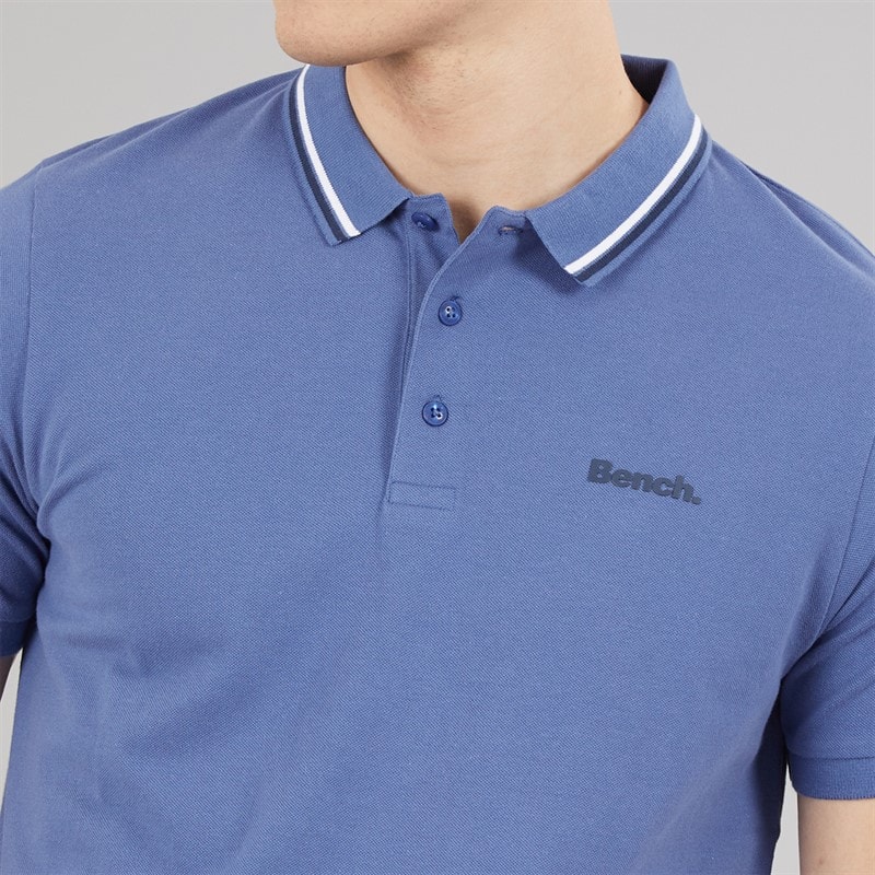 Bench Mens Gruff Polo Shirt Mid Blue - Image 3