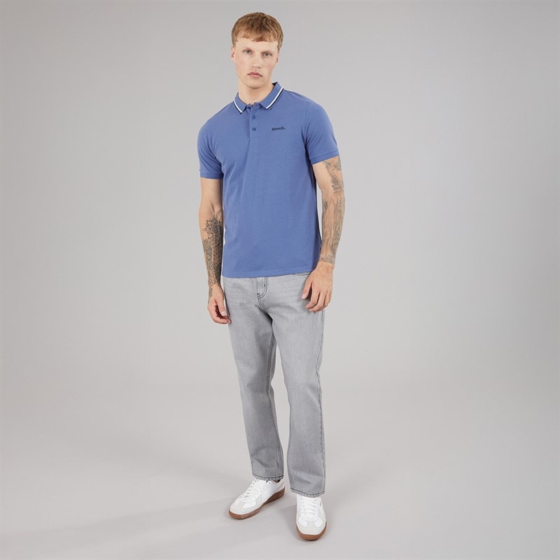 Bench Mens Gruff Polo Shirt Mid Blue - Image 4