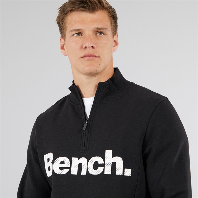 Bench Mens Plinth Spots 1/4 Zip Funnel Neck Sweatshirt Black - Image 3