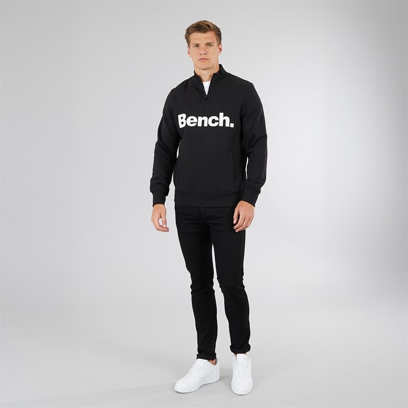 Bench Mens Plinth Spots 1/4 Zip Funnel Neck Sweatshirt Black - Image 4