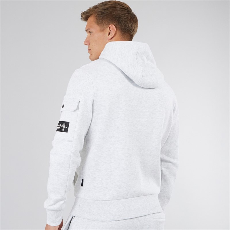Bench Mens Dimora Utility Hoodie Light Grey Marl - Image 2