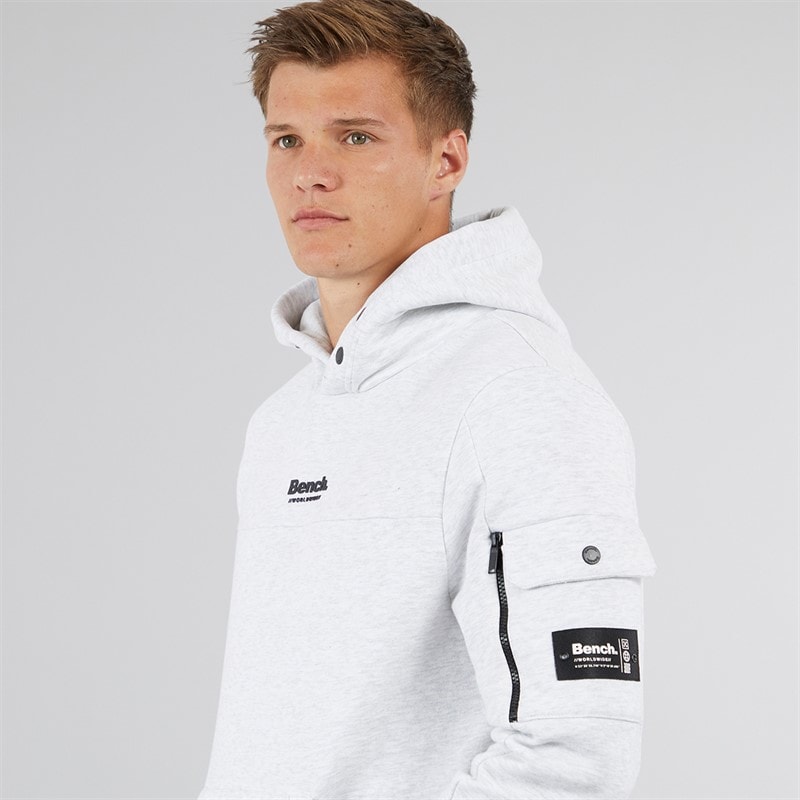 Bench Mens Dimora Utility Hoodie Light Grey Marl - Image 3