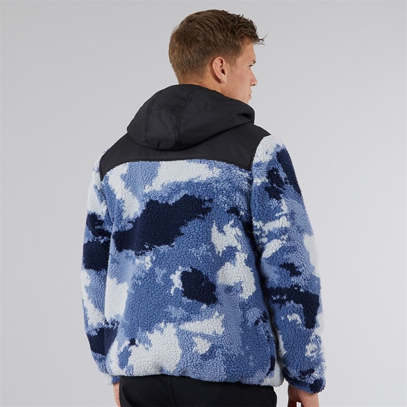 Bench Mens Sableo Fleece Hoodie Blue Camo - Image 2