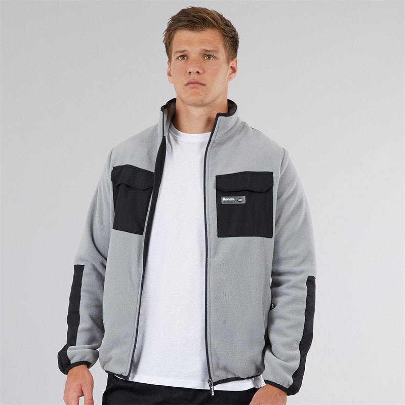 Bench Mens Anders Funnel Neck Fleece Circular Grey