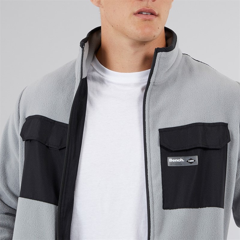Bench Mens Anders Funnel Neck Fleece Circular Grey - Image 3