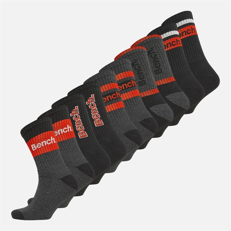Bench Mens Netzerten Ten Pack Cushioned Crew Socks Assorted