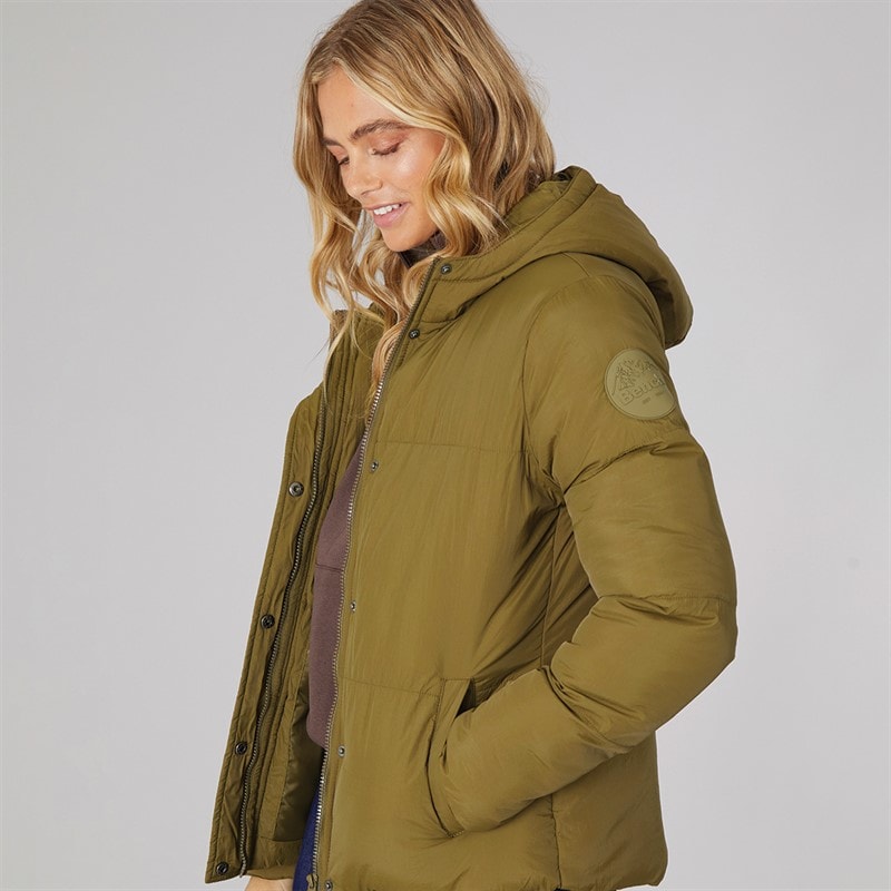 Bench Womens Willah Short Puffer Jacket Dark Olive - Image 3
