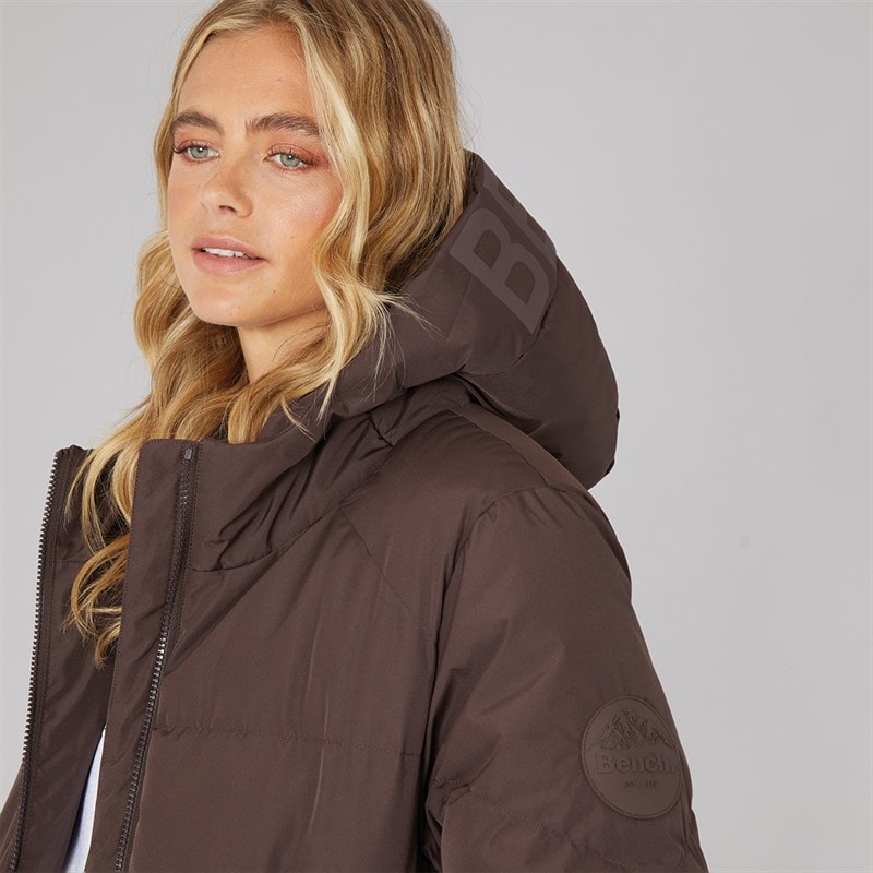 Bench Womens Elli Maxi Length Waterproof Jacket Coffee - Image 3