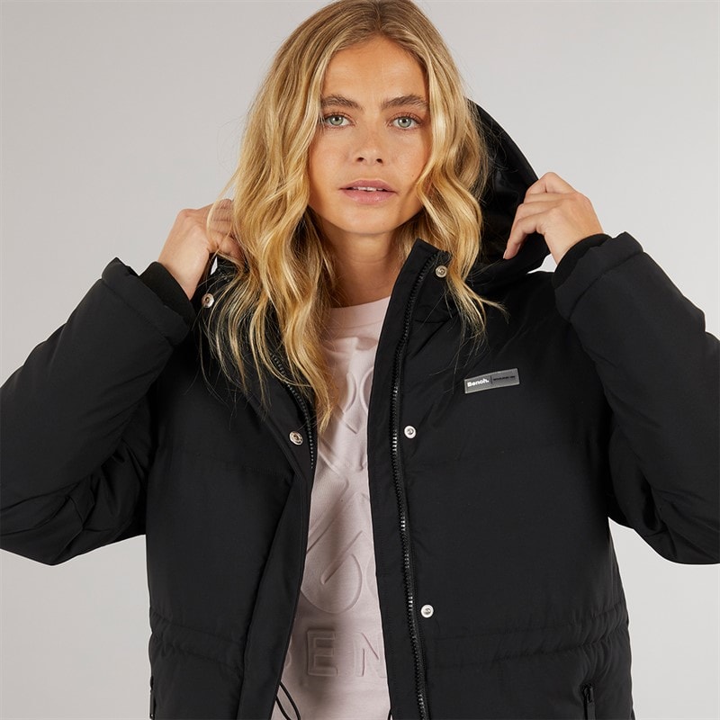 Bench Womens Fina Mid Length Puffer Jacket Black - Image 3