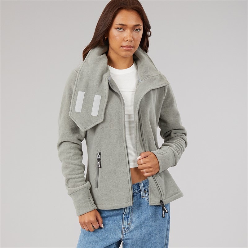 Bench Womens Funnel Microfleece Track Top Graphite Grey - Image 5