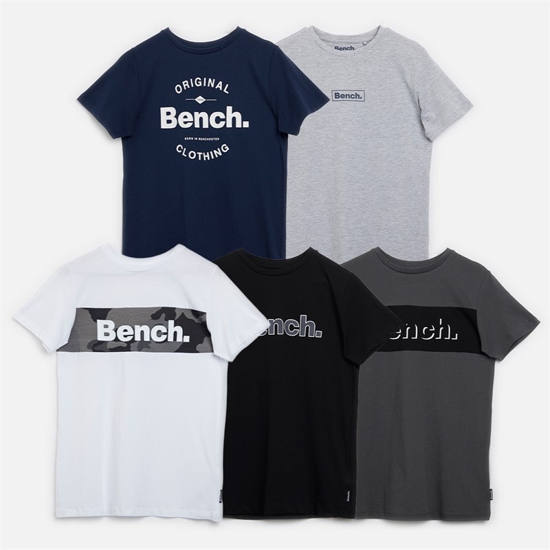 Bench Boys Commell Five Pack T-Shirts Gid Grey/Black/White/Navy/Dark Grey - Image 1