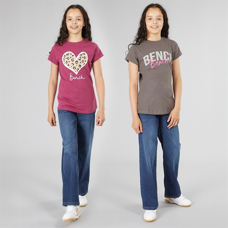 Bench Girls Olina Two Pack T-Shirts Berry/Charcoal - Image 3