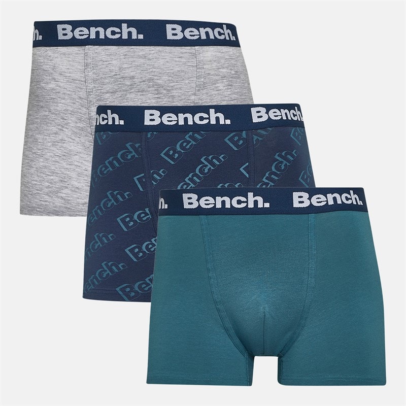 Bench Mens Bodhi Three Pack Boxers Navy AOP/Faded Teal/Grey Marl