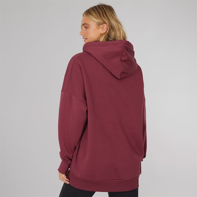 Bench Womens Dayla Oversized Hoodie Burgundy - Image 2