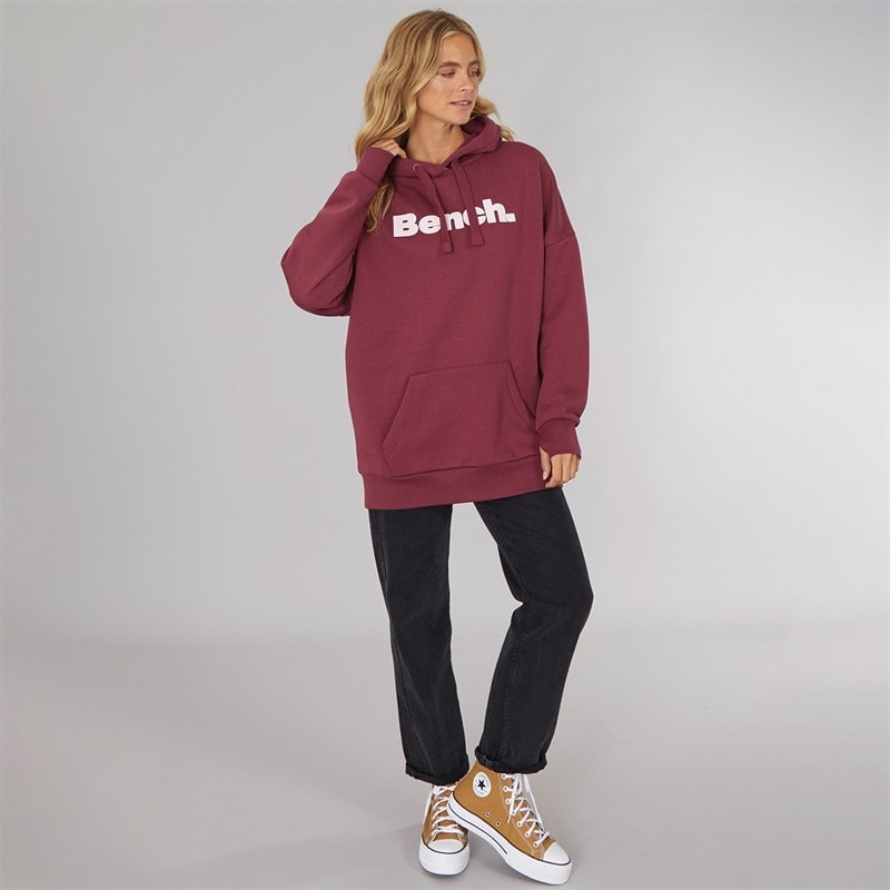 Bench Womens Dayla Oversized Hoodie Burgundy - Image 4