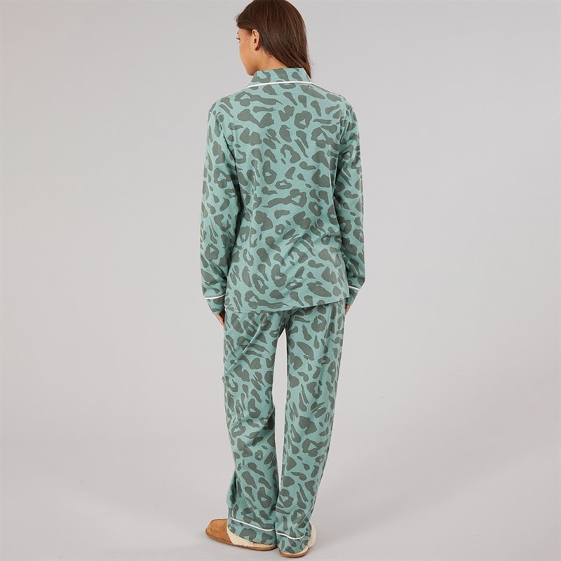 Bench Womens Korda Pyjamas Dark Sage Leopard - Image 2