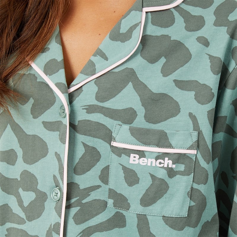 Bench Womens Korda Pyjamas Dark Sage Leopard - Image 3