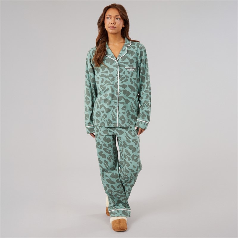 Bench Womens Korda Pyjamas Dark Sage Leopard - Image 4