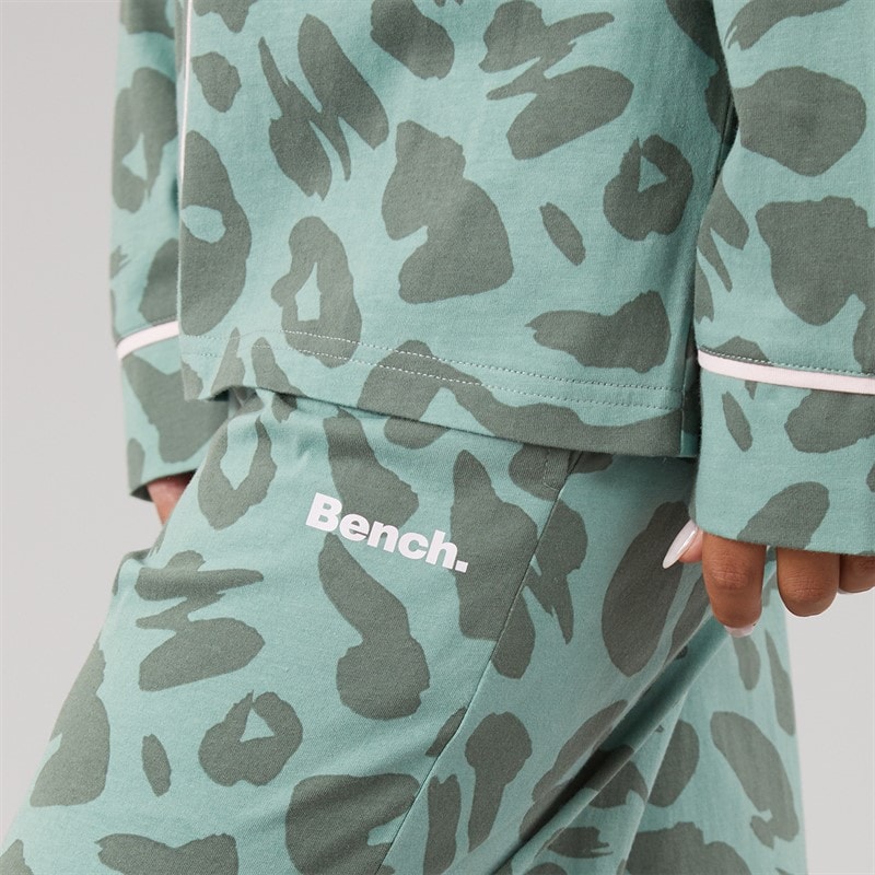 Bench Womens Korda Pyjamas Dark Sage Leopard - Image 5