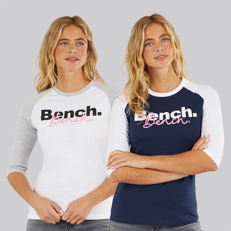 Bench Womens Two Pack 3/4 Sleeve T-Shirts White Navy - Image 1