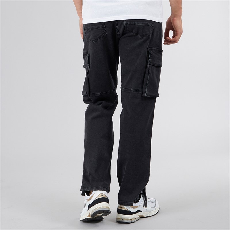 Bench Mens Serian Cargo Jeans Washed Black - Image 2