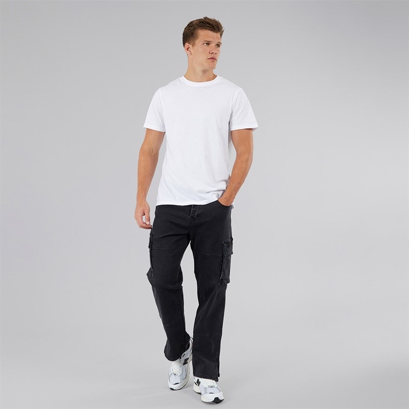 Bench Mens Serian Cargo Jeans Washed Black - Image 4