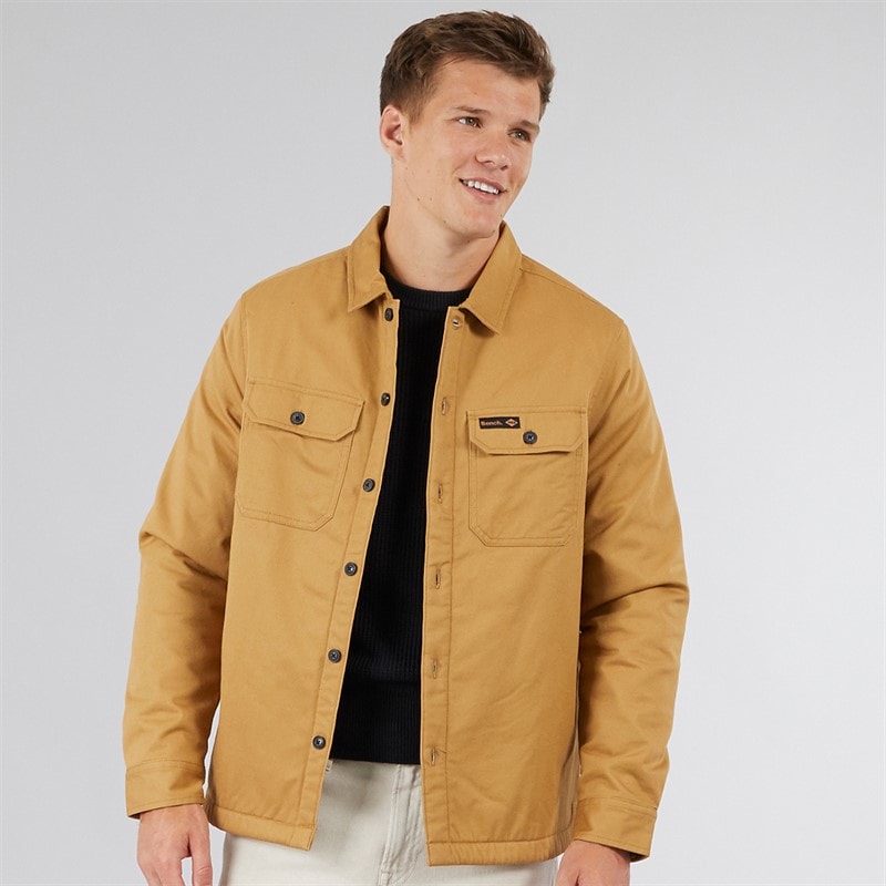 Bench Mens Merrin Borg Worker Overshirt Camel Brown - Image 1