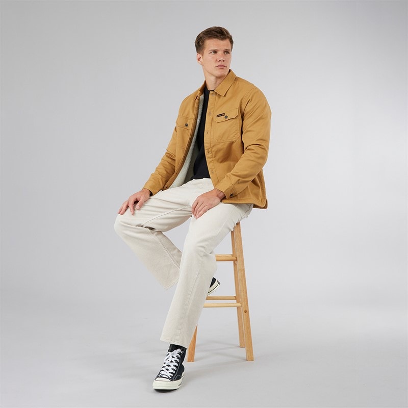 Bench Mens Merrin Borg Worker Overshirt Camel Brown - Image 4