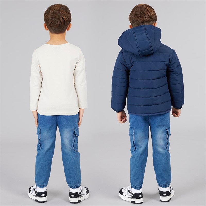 Bench Boys Puffer Coat T-Shirt And Jeans Set Blue - Image 2