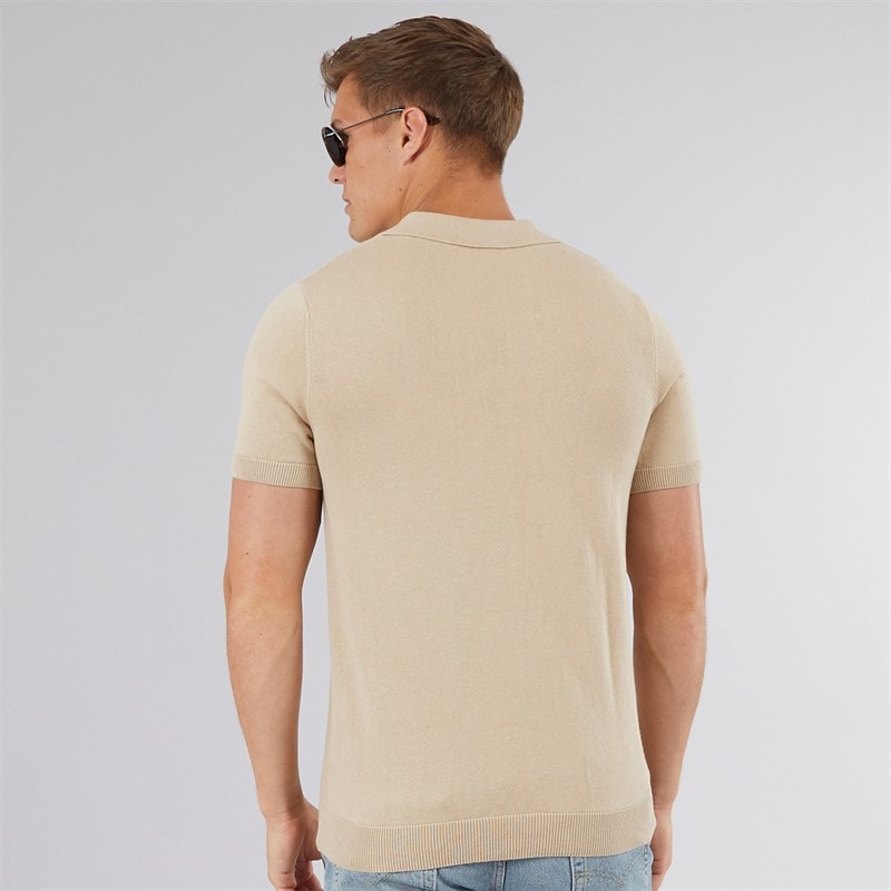 Bench Mens Brescia Knitted Polo Shirt Stone - Image 2