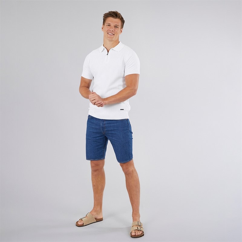 Bench Mens Brescia Knitted Polo Shirt White - Image 4