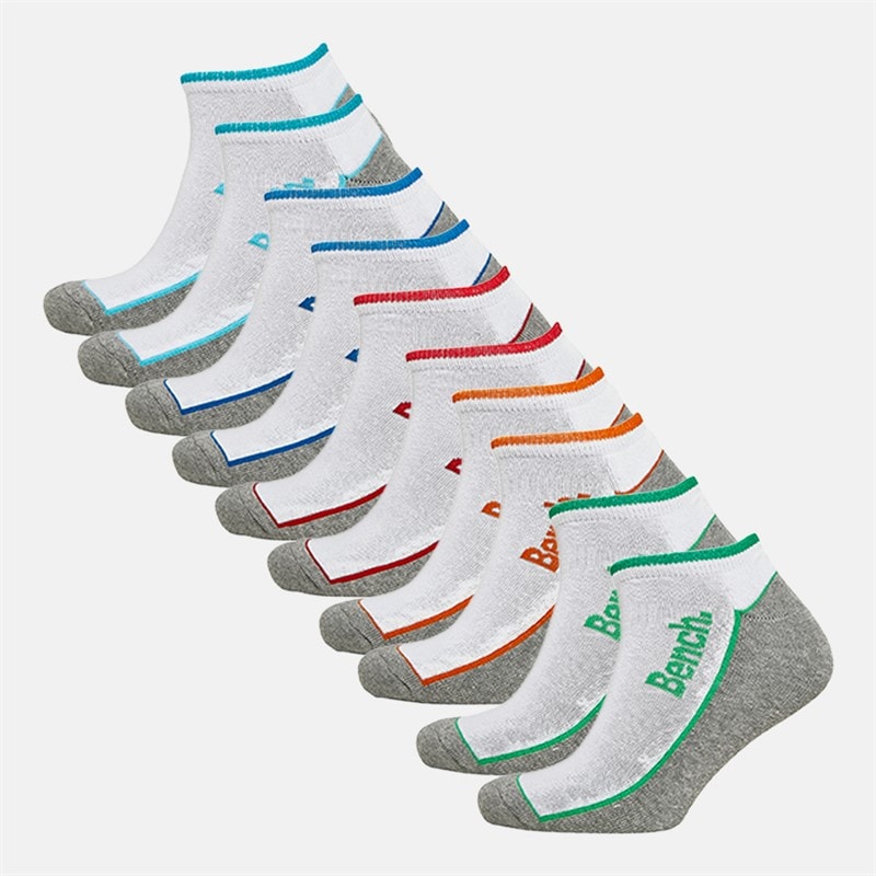 Bench Mens Saline Ten Pack Trainer Socks With Terry Footbed Assorted - Image 1