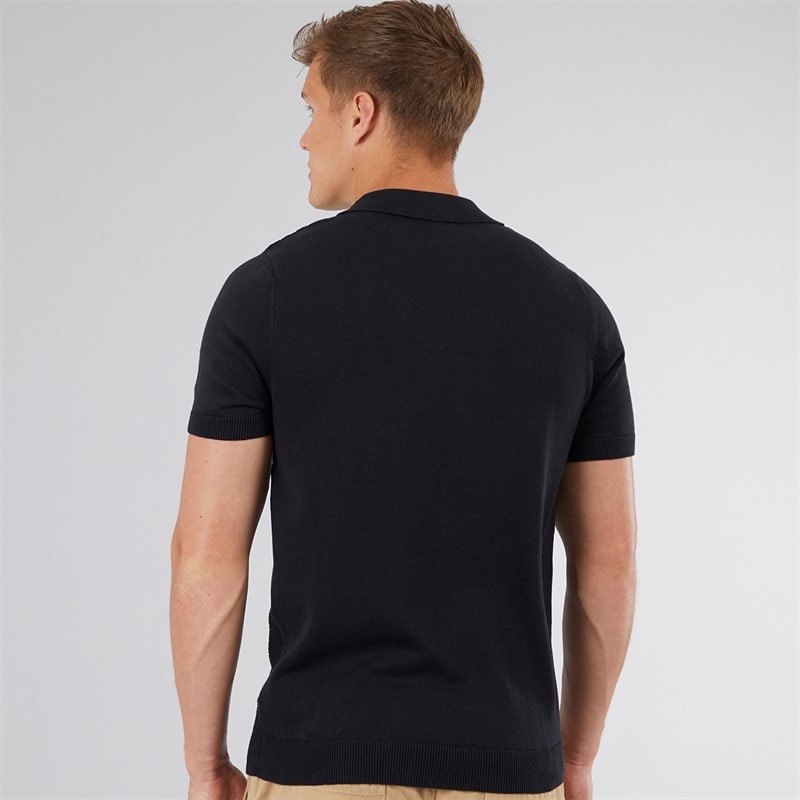 Bench Mens Brescia Knitted Polo Shirt Black - Image 2