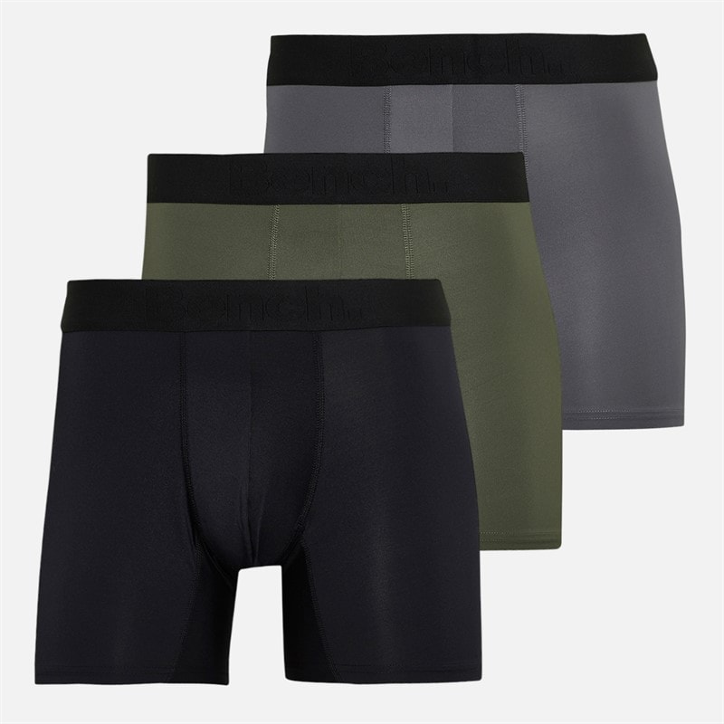 Bench Mens Veriato Three Pack Microfibre Boxers Black/Khaki/Steel Grey