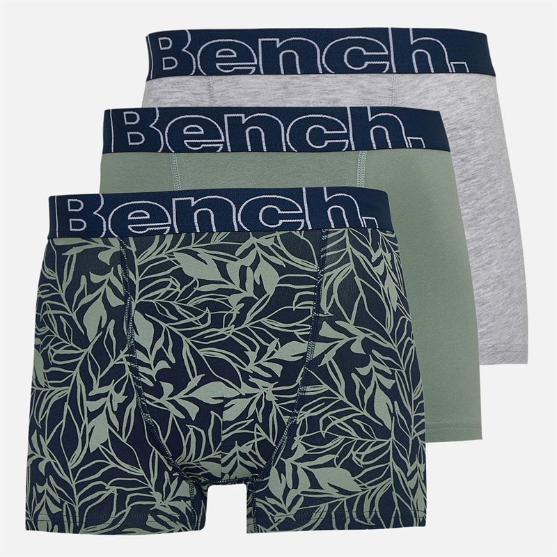Bench Mens Dekker Three Pack Boxers Navy Aop/Sage Green/Grey Marl - Image 1