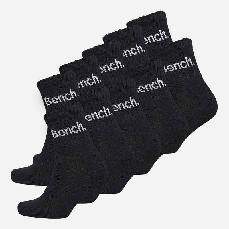 Bench Mens Kanter Ten Pack Cushioned Quarter Crew Socks Black - Image 1