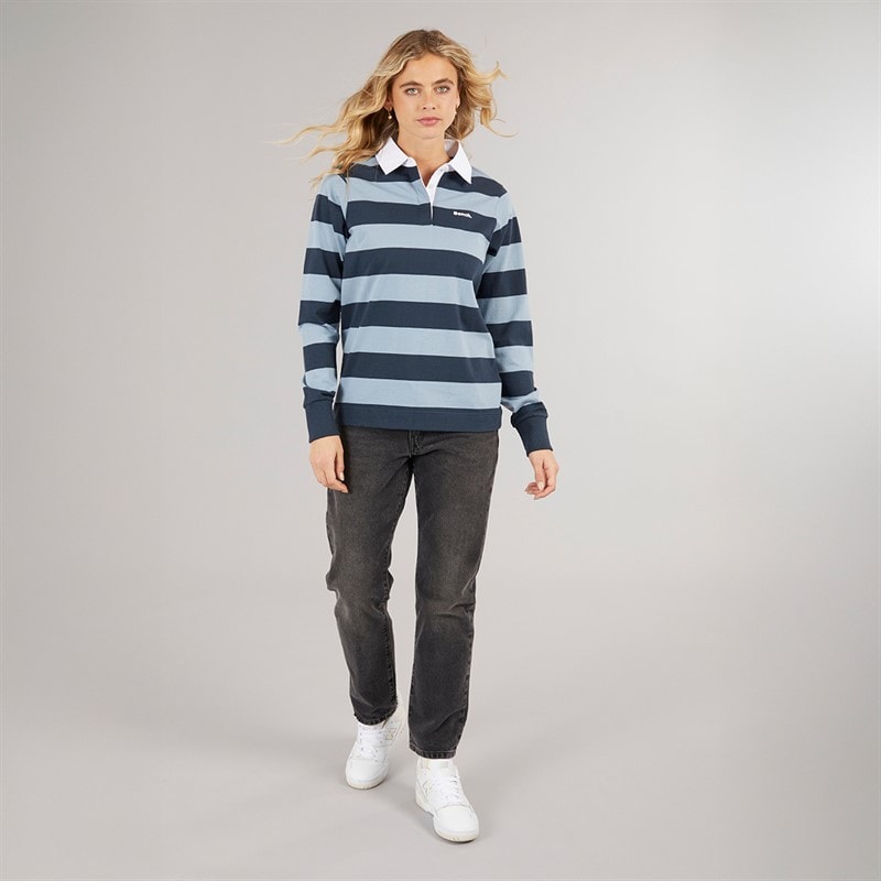 Bench Womens Wendren Rugby Shirt Navy/Dusky Blue Navy / Dusky Blue - Image 4